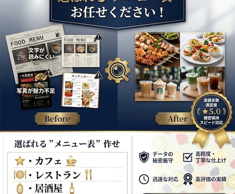 魅力的なデザインのメニュー表制作します イメージ1