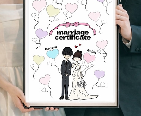 オリジナル似顔絵♡結婚証明書やウェルカムボードます