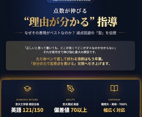 残り1名—今なら翌日までに添削します 京都大学本試験英語8割越え達成(121/150) イメージ1
