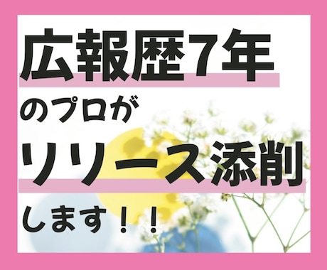 広報歴7年！プロがプレスリリースの成形をします 権利侵害・炎上回避などリスク管理のアドバイスも！ イメージ1