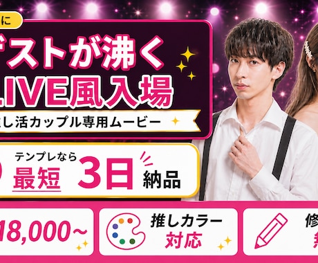 アイドル風の結婚式オープニングムービー制作します 推し活カップルのためのOverture風入場映像 イメージ1