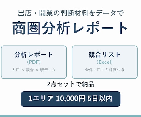 出店・開業エリアの商圏分析レポートを作成します 分析レポート+競合リストExcelの2点セット納品 イメージ1