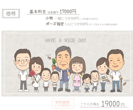 かわいさ重視✨2頭身のシンプル似顔絵お描きします 【先着3名様限定特別価格】ご家族全員ゆる〜いタッチで大集合✨ イメージ2