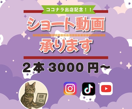 SNS用のショート動画の編集承ります ココナラ出店記念☆先着５名様まで２本で3000円！ イメージ1