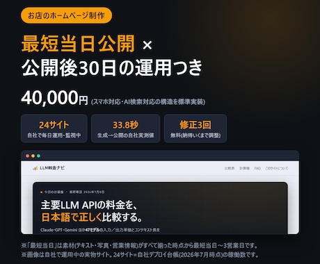 ホームページ制作・最短当日公開まで代行します イメージ1