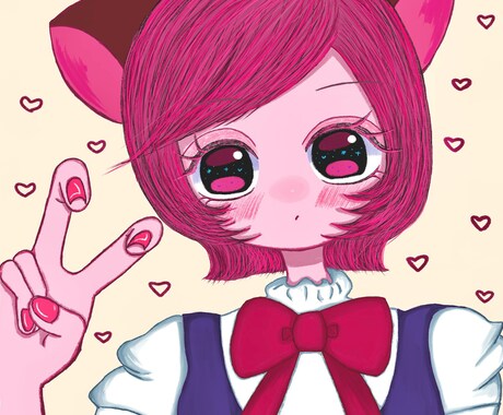 かわいい女の子をシンプルに描きます ゆめかわシンプル絵です。きらきらした女の子を描きます イメージ1