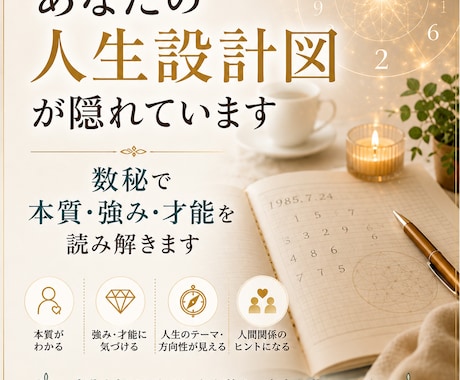 数秘であなたの才能と本質を読み解きます 生年月日から本当の自分と強みを読み解きます イメージ1