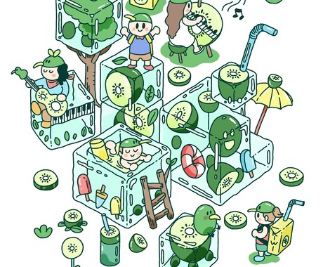 ひとくち版　ポップで愉快なイラスト描きます ☆にぎやかポップな「観る」おもちゃ箱 イメージ2
