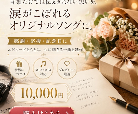 感謝・応援・記念日に唯一のAI楽曲を制作します 言葉だけでは伝えきれない想いを涙がこぼれるオリジナルソングに イメージ1