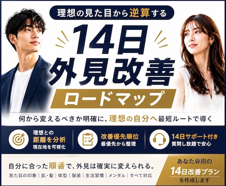 理想体型・外見から逆算した改善プランを作成します 理想の自分への改善ロードマップを作成します イメージ1