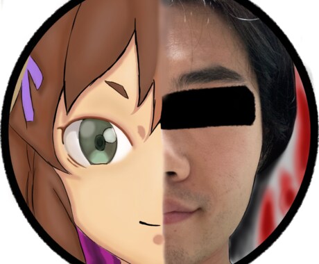 アニメキャラとのツーショット手書きコラ画像売ります 丸の中であのアニメキャラとのツーショット！ イメージ1