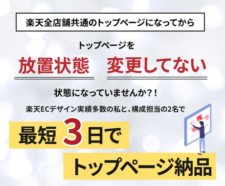 楽天トップページを最短3日でスピード制作します 緊急対応専門｜即レスで最短納品 イメージ2