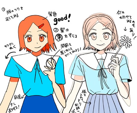 イラスト添削、人体や配色、構図の添削を致します 赤ペン先生のようにイラストの添削をします！ イメージ2