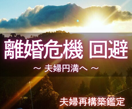 離婚回避したい方へ 夫婦の本音と再構築を霊視します 不倫/浮気の離婚危機から夫婦円満へ。本質と再構築を占います。 イメージ1