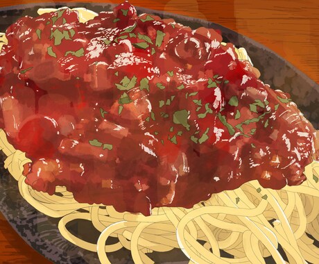 油画の技術を生かした個性的な料理イラスト描きます あなたの思い出の料理を雰囲気あるイラストで残してみませんか？ イメージ2