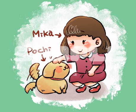 フルカラーで安い☆ミニキャラほんわか似顔絵描きます 組み合わせ自由☆最短即日納品☆SNS用のアイコンにどうぞ♪ イメージ2