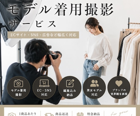 EC向け｜モデル着用でアパレル商品を撮影します EC・SNSに特化したアパレル撮影対応 イメージ1