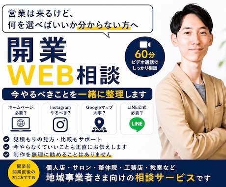 営業に振り回されない、必要なWeb施策を整理します HP・SNS・MEO・LINE今やるべきことを整理します イメージ1