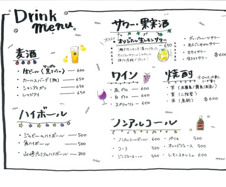 スタート割★手書きPOP、メニュー表書きます 温かみのある手描きデザインで、買いたい！行きたいを応援！ イメージ1