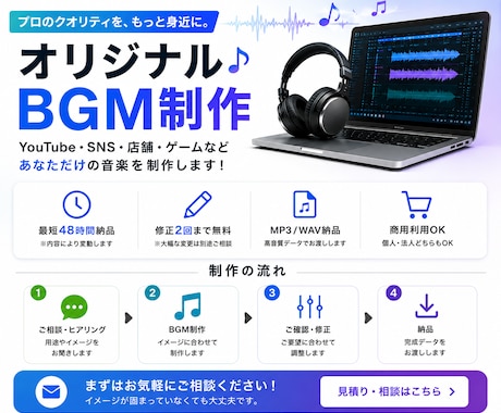 オリジナルBGMを制作します あなた専用のオリジナルBGMを制作します イメージ1