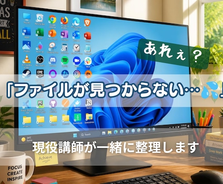 パソコン初心者さんの為にファイルの整理教えます PC保存がファイルだらけで分からない方へ仕訳の仕方教えます イメージ1