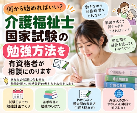 介護福祉士国家試験の勉強方法を有資格者が相談します イメージ1