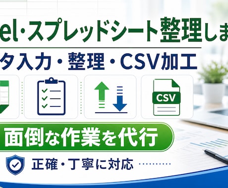 Excel・スプレッドシート整理しますます データ入力・整理・CSV加工など面倒な作業を代行します イメージ1