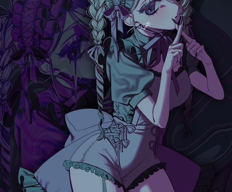 MVイラストやSNSアイコンなどイラスト制作します ダークでキュートな女の子が魅力的なイラストを描きます。 イメージ2