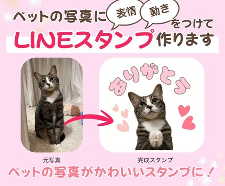 ペットの写真を表情豊かにLINEスタンプ化します 表情＆動きをつけてかわいさ120%UPでスタンプ化！ イメージ1