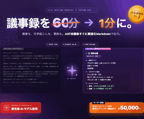 Claude AIで議事録→TODO抽出作成します Claude4.6採用・日本語精度最上位の議事録AI イメージ1