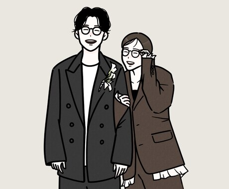 大切な人との一枚をゆるくシンプルに描きます ｜家族・友達・恋人・ウェディング用など2人まで基本料金◎｜ イメージ2