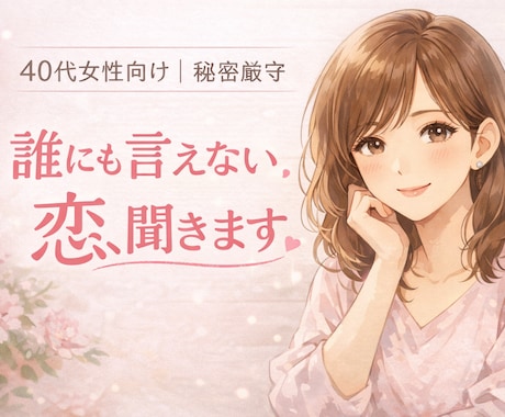 40代女性の恋愛、誰にも言えない悩み聞きます 苦しい恋ほど、一人で抱えなくていい イメージ1