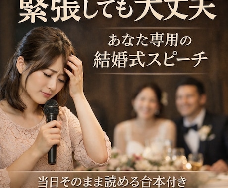 緊張しても大丈夫な“あなた専用スピーチ”を作ります 当日そのまま読める安心の結婚式スピーチ イメージ1
