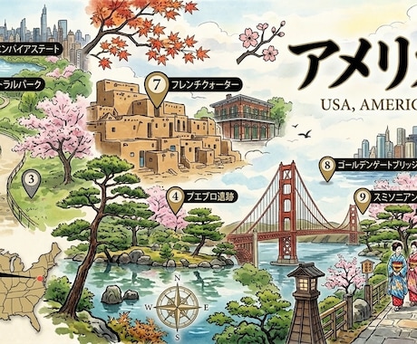 アメリカ旅行攻略！悩みに沿った旅プラン作成します 広い米国もムダなく！Mapピン＆行程表 イメージ1