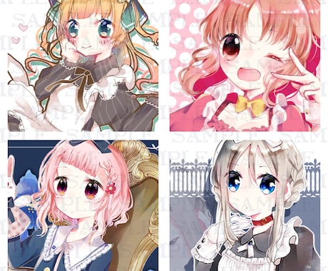 SNS等でご利用頂けるアイコン描きます きらきら可愛らしいカラフルな女の子の専用アイコンを… イメージ2