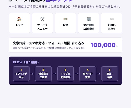 現役PMがホームページを一式で作ります 構成・文章・スマホ対応・フォームまで対応。5ページ10万円 イメージ2