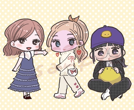 かわいいSD♡イラスト描きます ♡小物やポーズ無料でかわいいミニキャライラスト♡ イメージ1