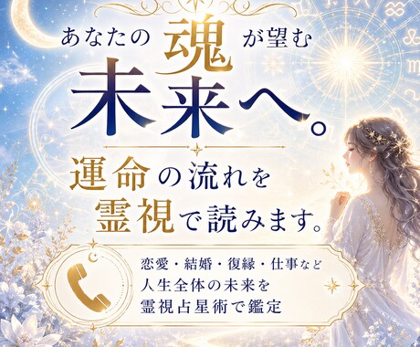 あなたの魂が望む未来へ。運命の流れを霊視で読みます 恋愛・結婚・復縁・仕事など人生全体の未来を霊視占星術で鑑定 イメージ1