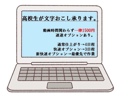 丁寧･正確で安心!高校生が文字起こし承ります 動画時間関わらず一律1500円 イメージ1