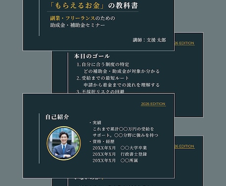 補助金セミナー登壇用テンプレ17枚｜編集できます 行政書士・税理士・中小企業診断士・IT導入支援事業者向け イメージ2