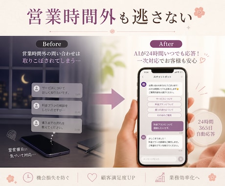 LINE公式FAQ・予約導線を見積り相談で整えます 営業時間外も逃さない／AI対応は要相談 イメージ2