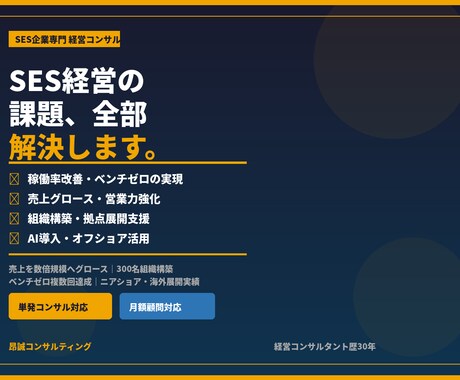 SES経営・AI導入を30年の実務経験で支援します SES業界30年の実務経験者が経営・AI導入を支援 イメージ1