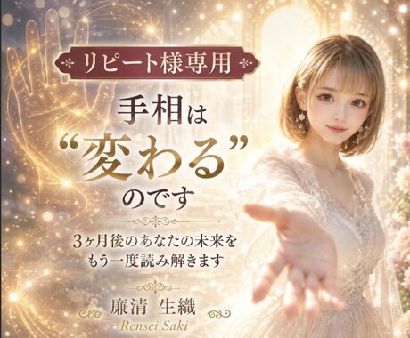 リピート様限定の手相鑑定いたします ✤手相に変化が見られた方・手相開運方法についてお教えします✤ イメージ1