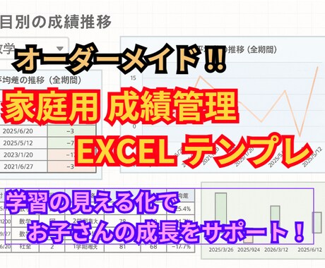 成績管理EXCELーテスト結果を自動で分析します 入力だけで習熟度とグラフを自動表示・分析 イメージ1