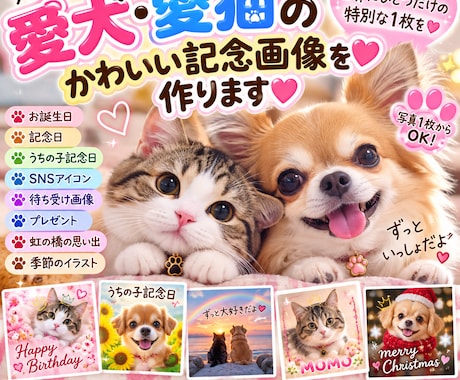 愛犬・愛猫のかわいい記念画像をお作りします イメージ1