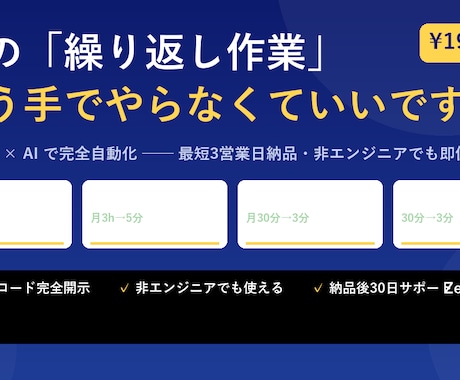 業務の繰り返し作業をAIで自動化しますます 最短3営業日・ノーコードで即導入可能 イメージ1
