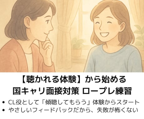 キャリコン面接ロープレ　傾聴の感覚を体感できます 「聴かれる」体験から始める、傷つかないロープレ練習 イメージ1
