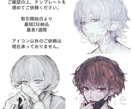 最短翌日納品でアイコン依頼承ります 貴方だけの大切なアイコンをお描きします イメージ2