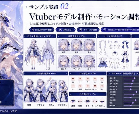 実績多数、VTuberを高品質に仕上げます Live2D実績10年、大手事務所納品実績のプロが動かします イメージ2