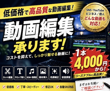 低価格で高品質なYouTube動画編集します できるだけ費用抑えて動画編集してほしい方向け！ イメージ1